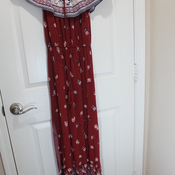 BOHO FLORAL OFF SHOULDER MAXI DRESS size S Small - Picture 6 of 9